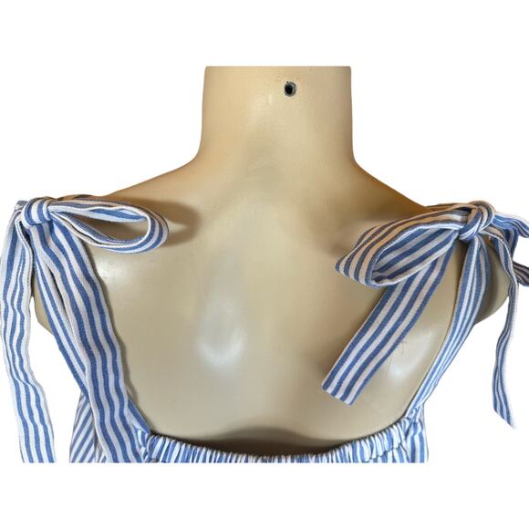 English Factory Amelia Stripe Tie Cotton Dress Blue Beachy Vacation Size Medium - Picture 3 of 5